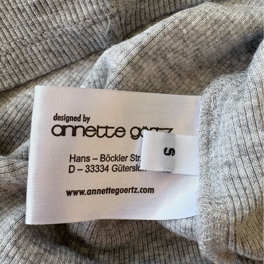 Annette Goertz || Ribbed‎ Elbow-Length Tee Knit Top T-Shirt Gray Small - Picture 8 of 9